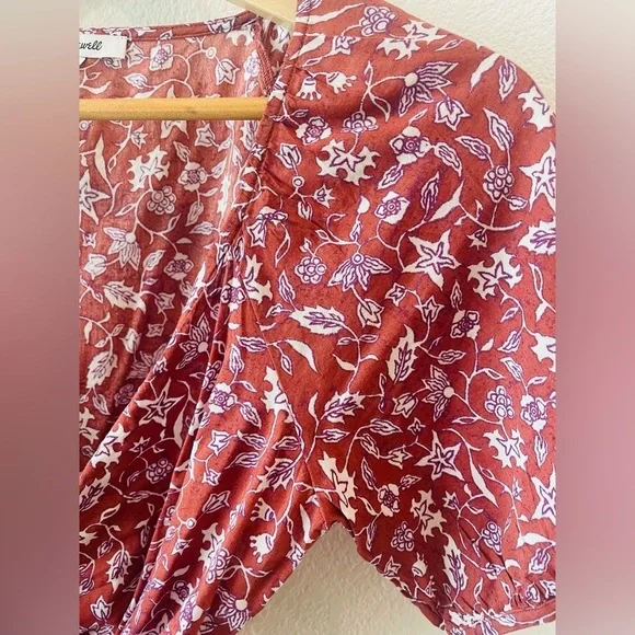 Madewell Puff-Sleeve Wrap Crop Top in Batik Vine Size XXS - Picture 4 of 4
